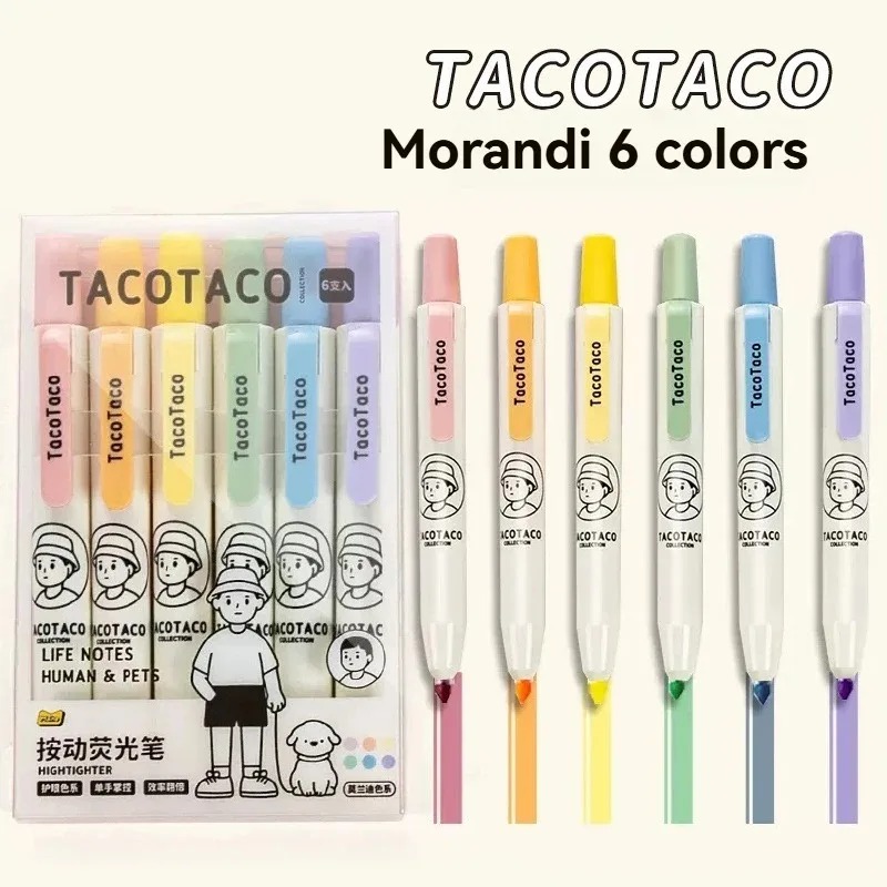 Pastel Highlighter Set Double Ended - 6 stks/set Pastel Kleur Macaron Markeerstift