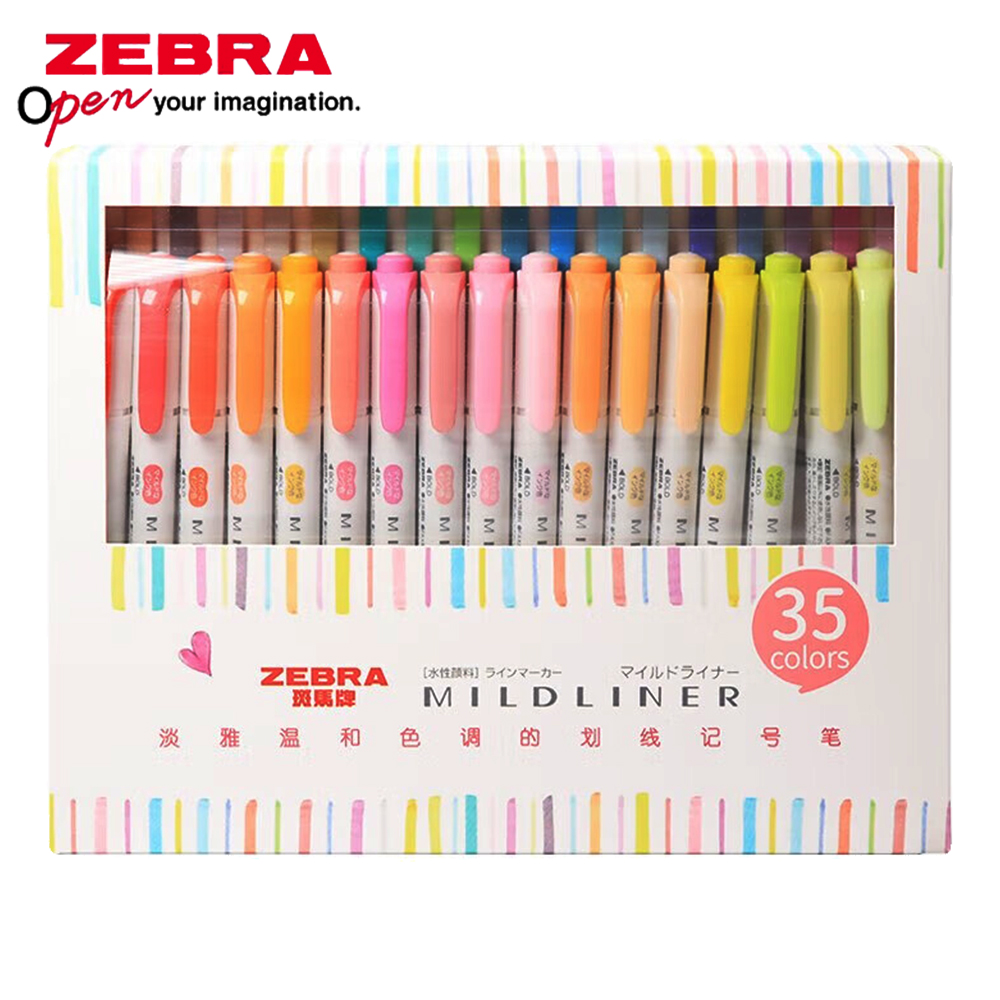Pastel Highlighter Set Double Ended - 35-kleuren ZEBRA Mildliner Highlander set zachte