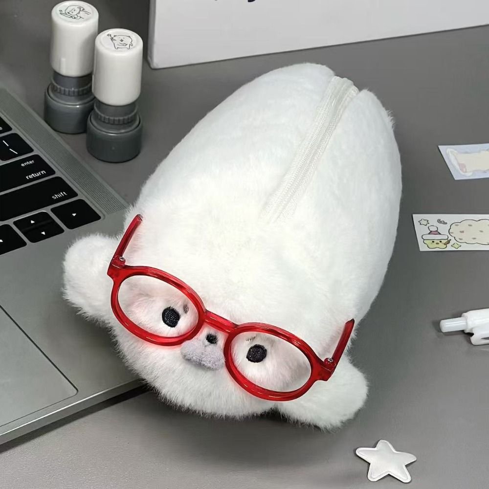 Aesthetic Large Pencil Case Pouch - Grappige zeehondpop-etui met hoge esthetische waarde,