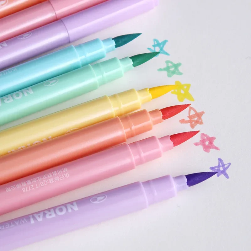 Pastel Highlighter Set Double Ended - 6 stks/set Borstel Markeerstiften Kawaii Kleur