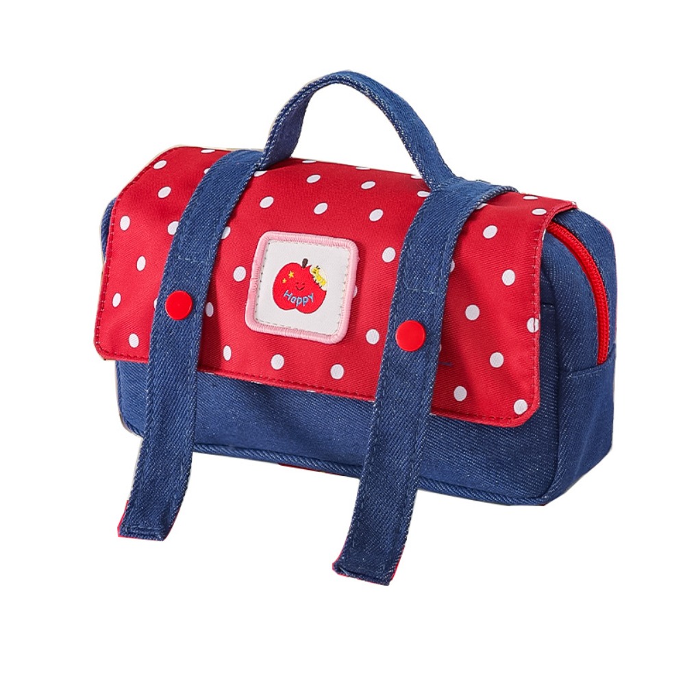 Aesthetic Large Pencil Case Pouch - Denim Fruit Cowboy etui met ruitjes
