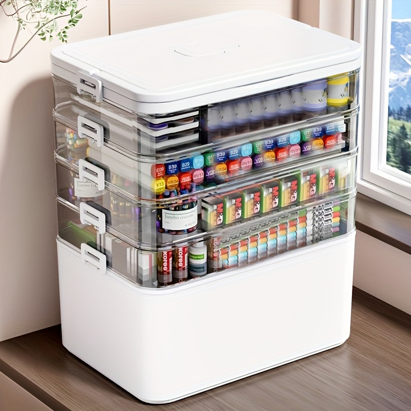 Stationery - Multifunctionele meerlaagse opbergbox met handvat, grote/extra