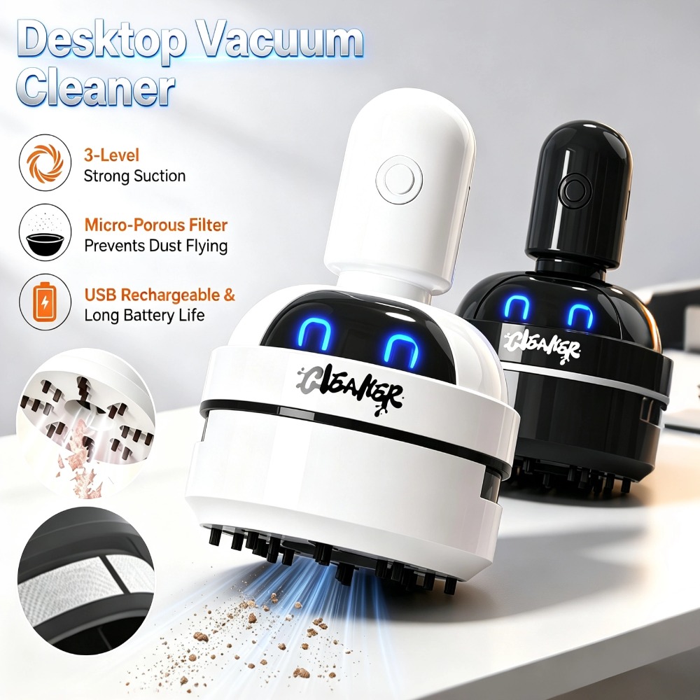 Mini Desktop Vacuum Cleaner For Eraser Dust - Draagbare mini-bureaustofzuiger, draadloze toetsenbordreiniger voor potloodspuikorrel,