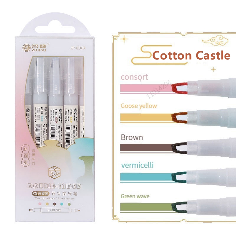 Pastel Highlighter Set Double Ended - 5 Stks/set Dubbele Tip Highlighter Pennen
