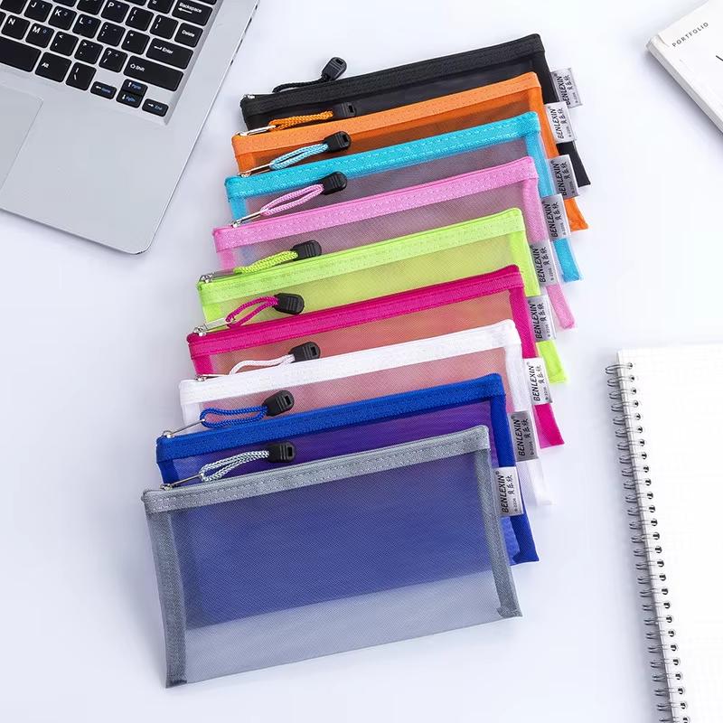 Clear Mesh Pencil Pouch For Exam - NIEUW Duurzaam mesh-etui met ritssluiting, transparant,