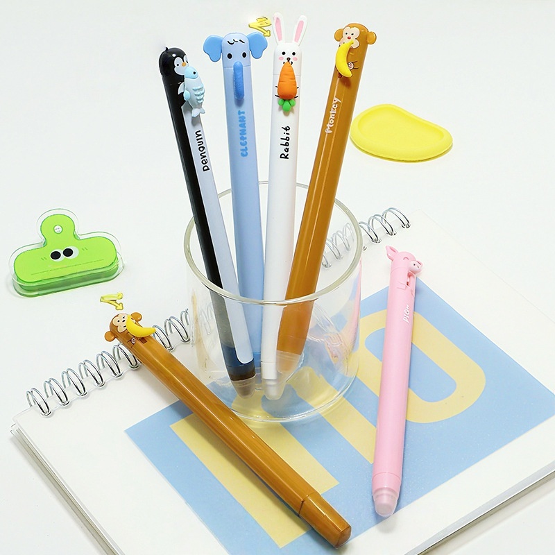 Retractable Eraser Pen Click - Originele dierenfiguurtjes uitwisbare klikpennen - Kawaii