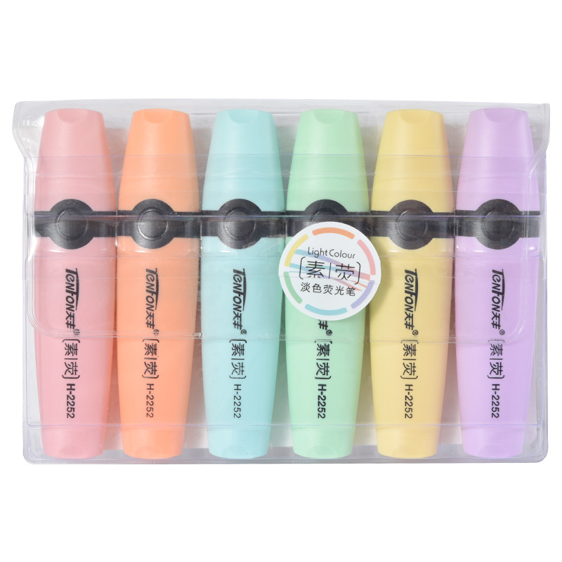 Pastel Highlighter Set Double Ended - 6 stks/set Markeerstift Pastelkleuren Beitel Tip