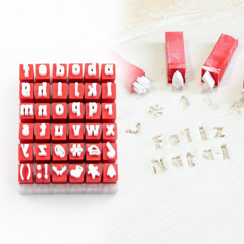 Writing Tools - Kerststijl Alfabet Kleistempelset - Mal voor