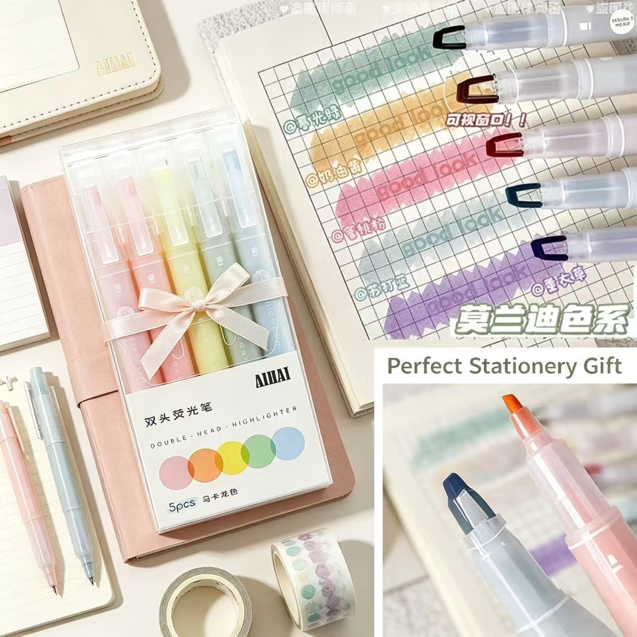 Pastel Highlighter Set Double Ended - 5-25 kleuren/set dubbele unieke vensterpunt markeerstift