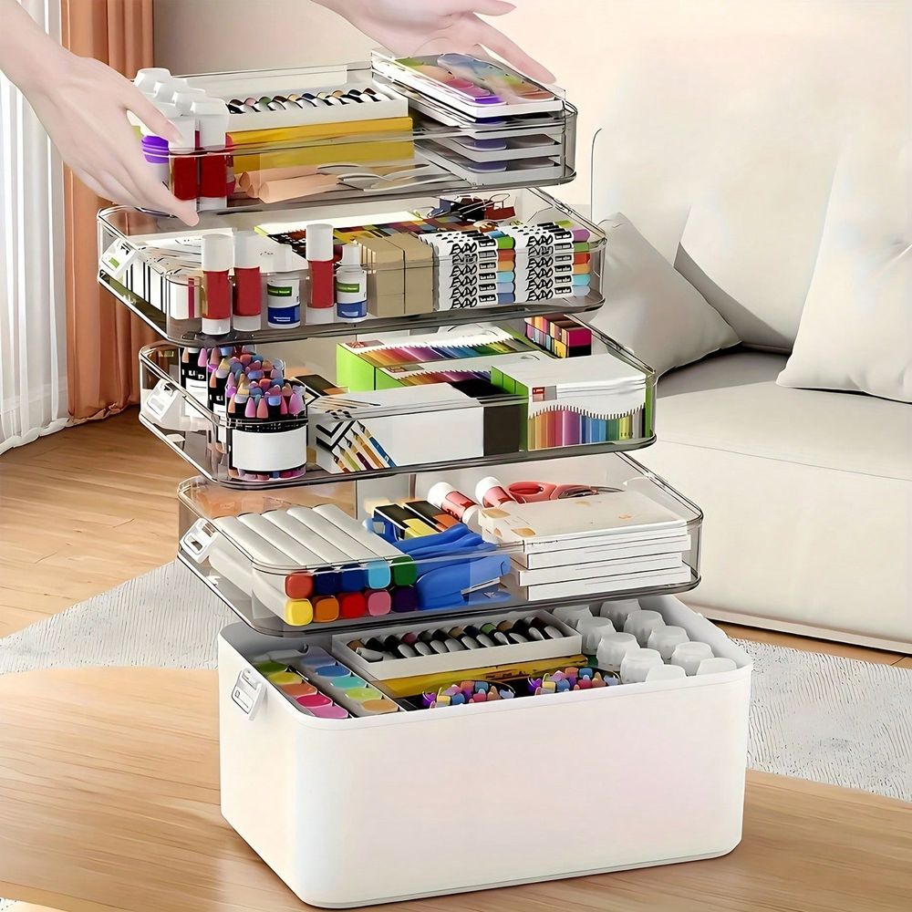 Stationery - Transparante meerlaagse medicijnorganizer, grote capaciteit, draagbare