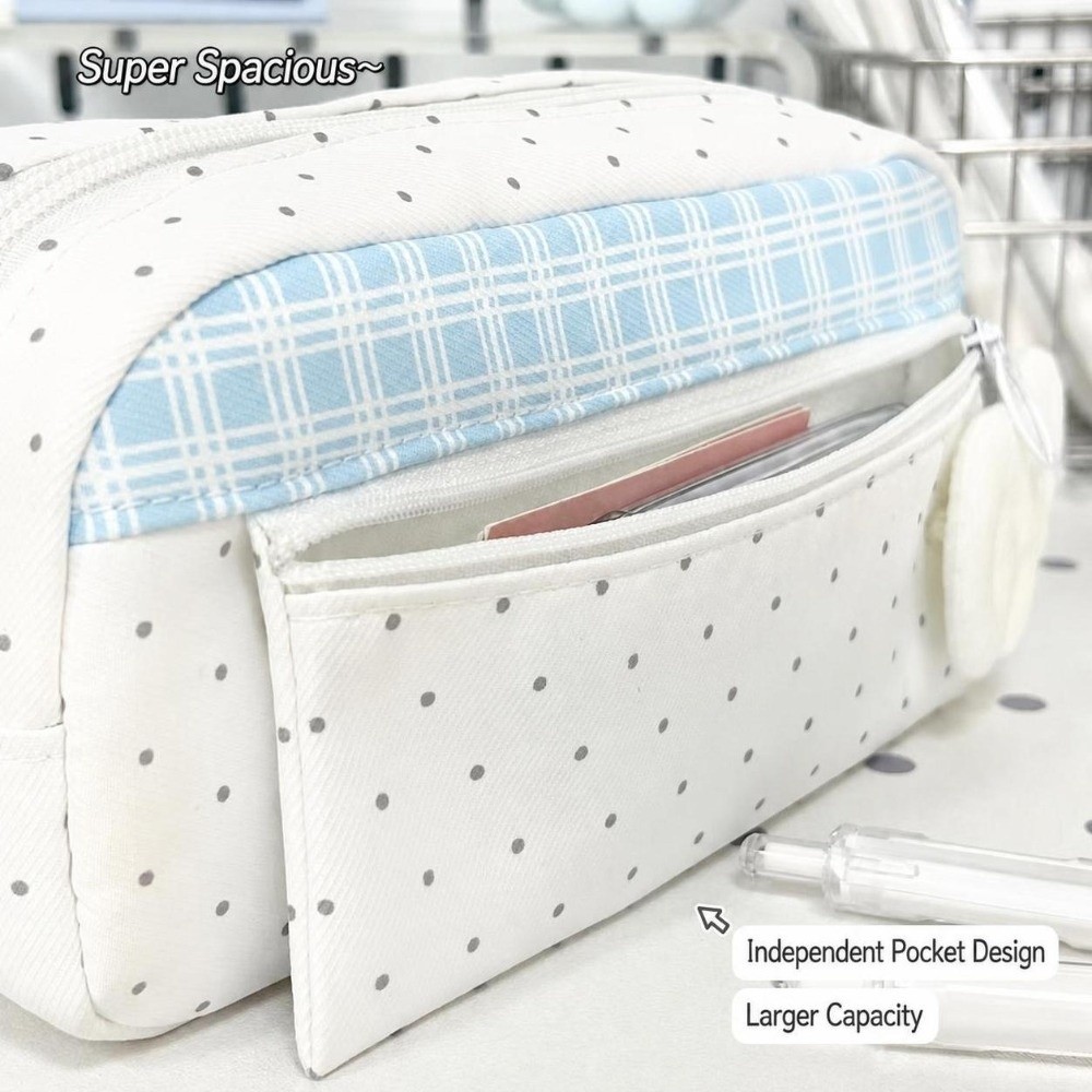 Esthetische Polka Dot Plaid Pe - Aesthetic Large Pencil Case Pouch recensie en prijs