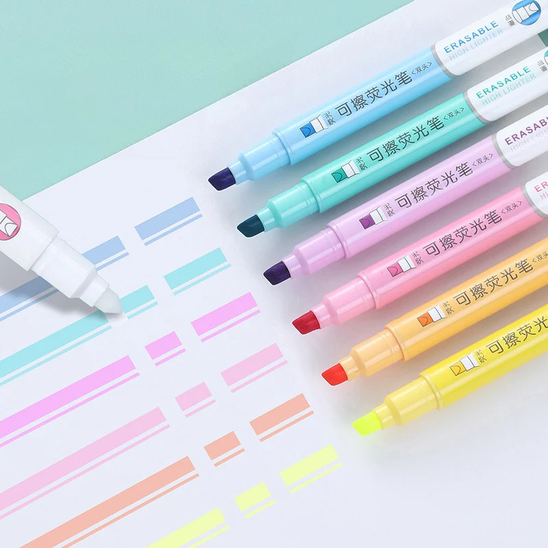 6-kleuren uitwisbare markeerst - Pastel Highlighter Set Double Ended recensie en prijs
