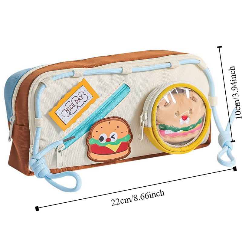 Hamburger etui met grote capac - Aesthetic Large Pencil Case Pouch recensie en prijs