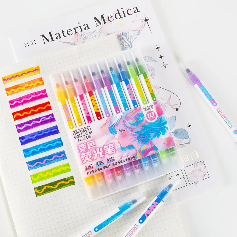10 stuks dubbelzijdige magisch - Pastel Highlighter Set Double Ended recensie en prijs