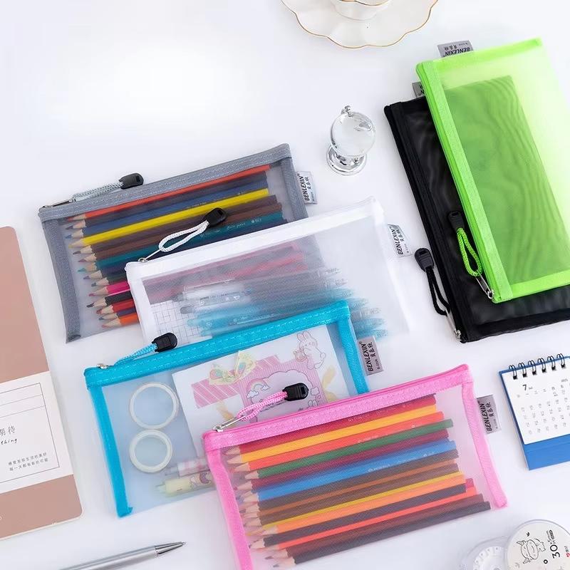 NIEUW Duurzaam mesh-etui met r - Clear Mesh Pencil Pouch For Exam recensie en prijs