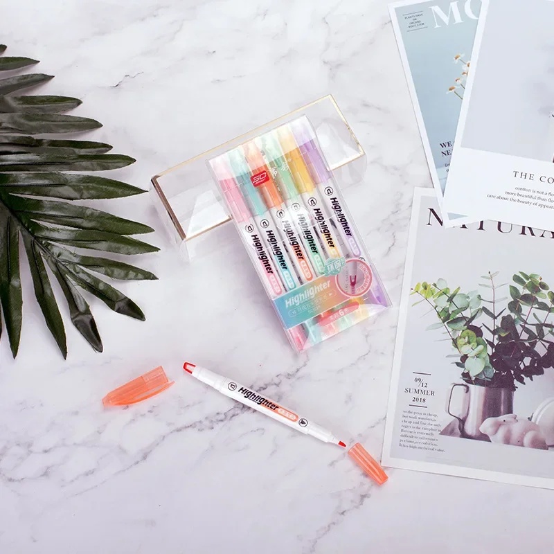 6 kleuren/set Unieke Window Ti - Pastel Highlighter Set Double Ended recensie en prijs