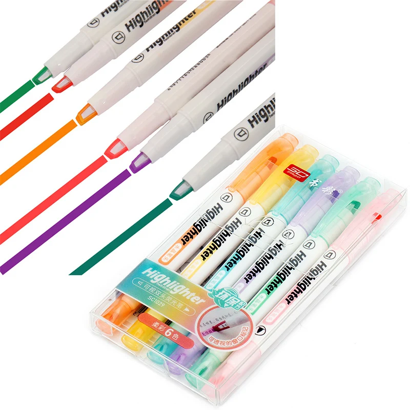 6 kleuren/set Unieke Window Ti - Pastel Highlighter Set Double Ended recensie en prijs