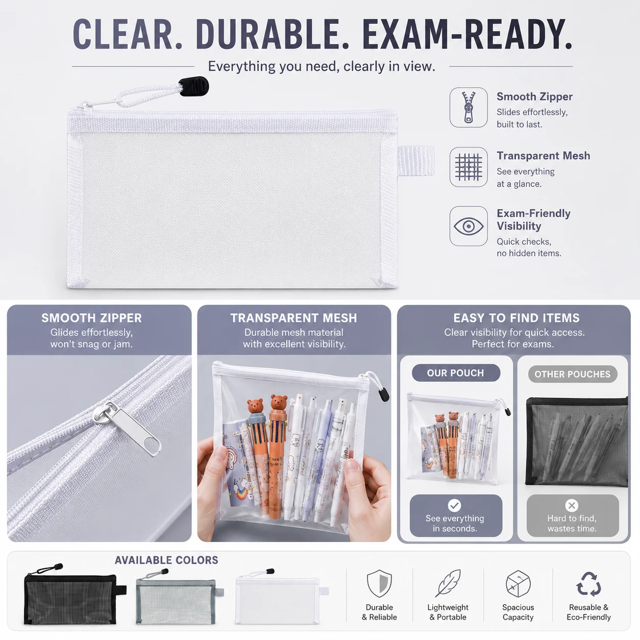 Transparante mesh-pennenzak, d - Clear Mesh Pencil Pouch For Exam recensie en prijs
