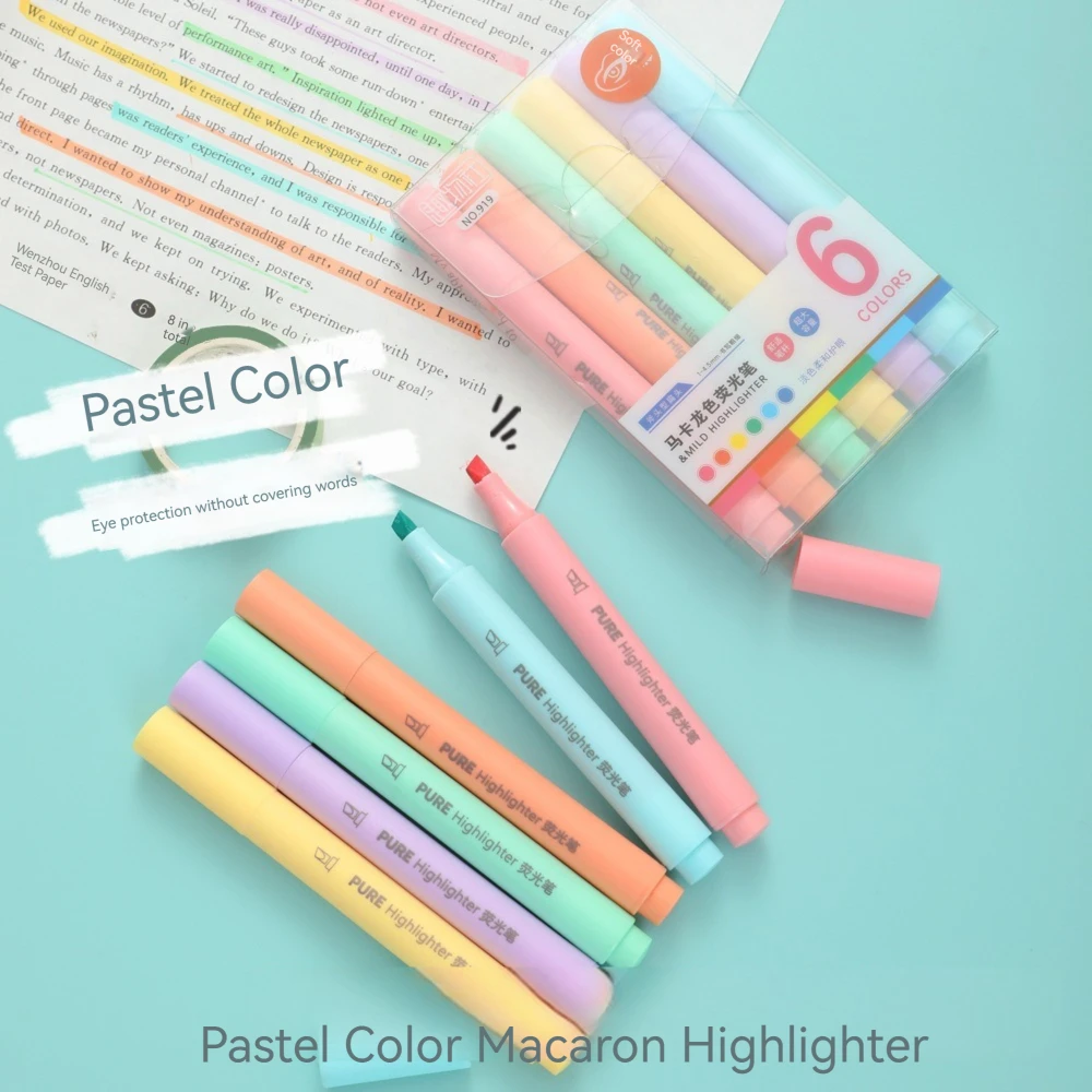 6 stks/set Pastel Kleur Macaro - Pastel Highlighter Set Double Ended recensie en prijs